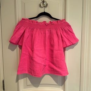 Lilly Pulitzer distressed linen off the shoulder flowy top